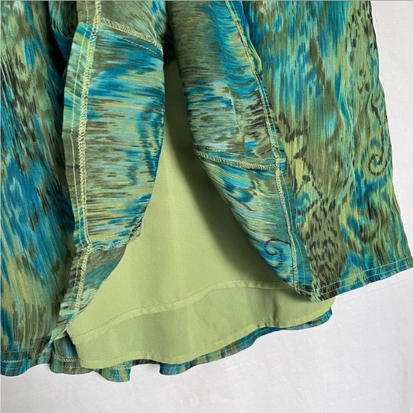 sheer turquoise blue green patterned midi skirt - Picture 6 of 7